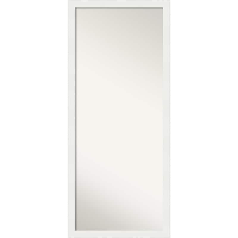 Non-Beveled Wood Full Length Floor Leaner Mirror - Vanity White Narrow Frame - Vanity White Narrow - Glass Size 24 x 60