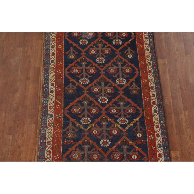 Antique Heriz Bakhshayesh Persian Runner Rug Handmade Wool Carpet - 3'5"x 13'2"