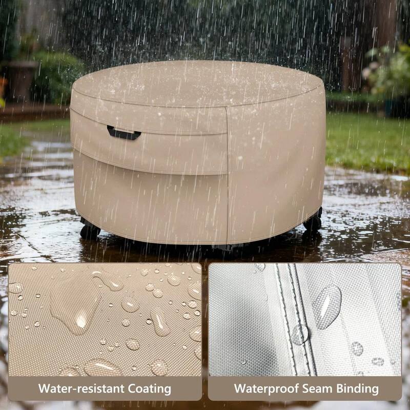 Heavy-Duty Round Fire Pit Cover - Waterproof, UV-Resistant & Tear-Proof with All-Weather Protection