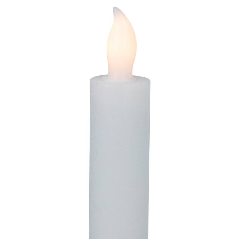 Set of 4 Solid White LED Flameless Flickering Wax Taper Candles 9.5"
