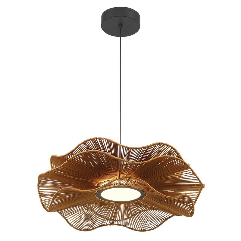 Wry Lighting Whisper Integrated LED Pendant in Latte Rope - Bronze