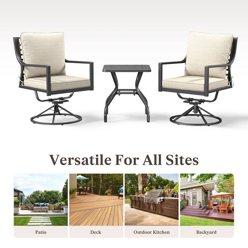 Outdoor Swivel Chairs Patio Glider Chairs Beige Cushion