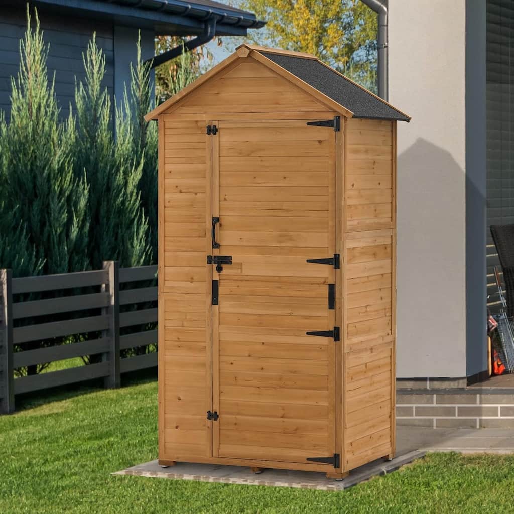 MCombo Large Outdoor Storage Cabinet Shed with Lock & 3 Shelves (44.4" x 28.5" x 79.7"), Wooden 1998 - 44.4"x28.5"x79.7"