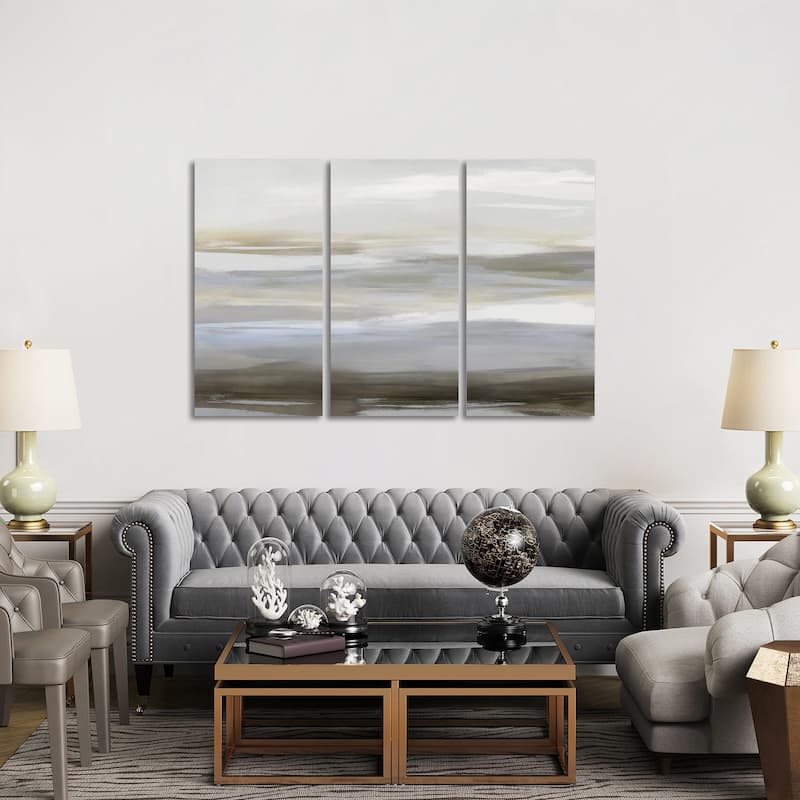 iCanvas "Neutral Strokes I" by Jake Messina 3-Piece Canvas Wall Art Set - 40x60x1.5