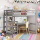 preview thumbnail 14 of 23, Twin Size Wooden Loft Bed With Shelves,Desk and Writing Board,Solid Construction
