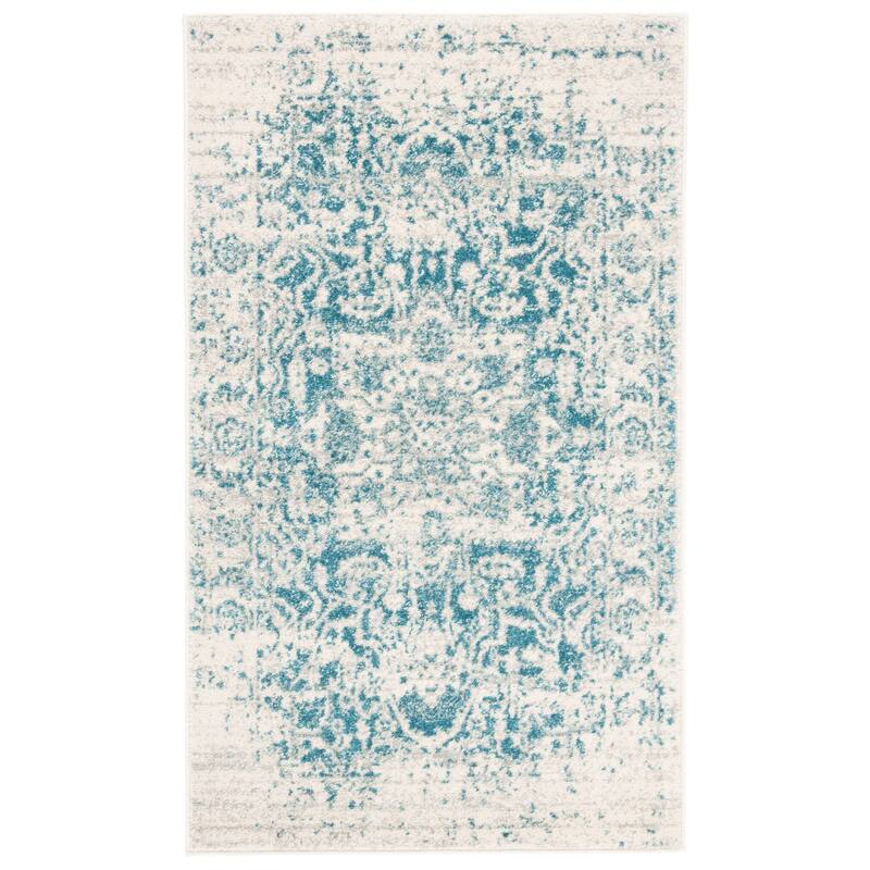 SAFAVIEH Madison Snowflake Medallion Rustic Farmhouse Distressed Rug - 3' x 5' - Teal/Ivory - Rectangle