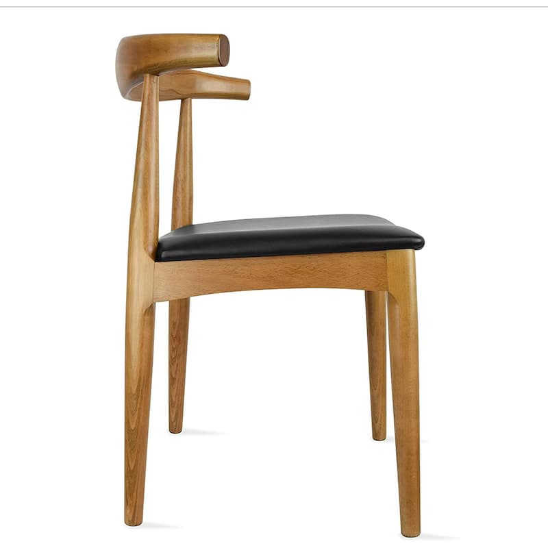 Solid Real Wood PU Leather Cushion Elbow Dining Chair Kitchen Padded Seat Bedroom Hotel Restaurant Work
