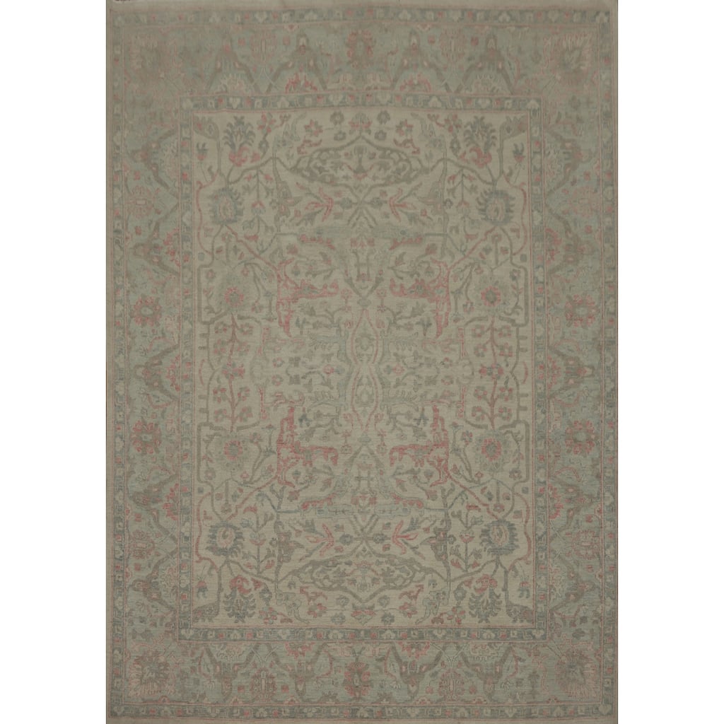 All-Over Floral Oushak Vegetable Dye Area Rug, Floral Geometric Carpet - 10' 4'' X 8' 5''