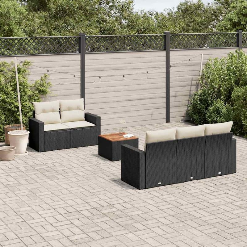 vidaXL Garden Sofa Set Black Poly Rattan Large Modular Garden Sofa Set - 24.4 x 25.8 x 27.2