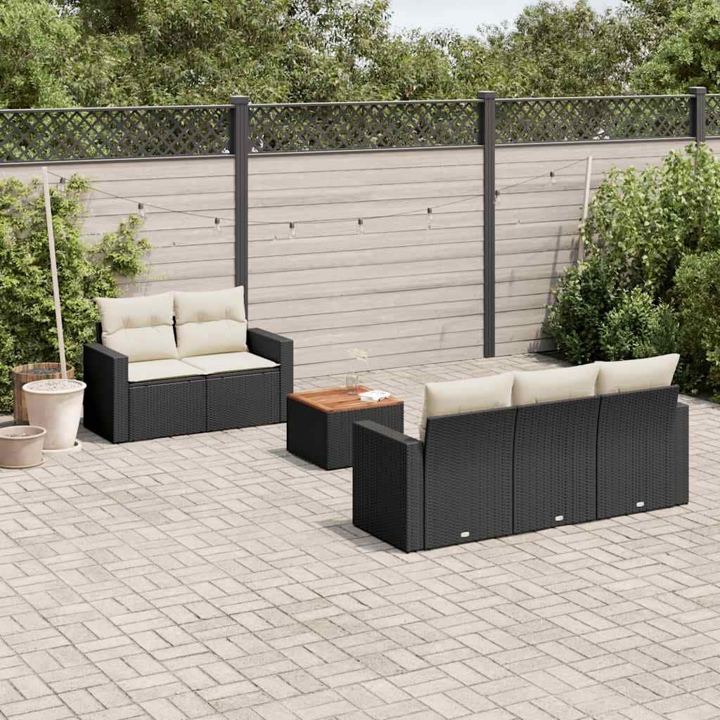 vidaXL Garden Sofa Set Black Poly Rattan Large Modular Garden Sofa Set - 24.4 x 25.8 x 27.2