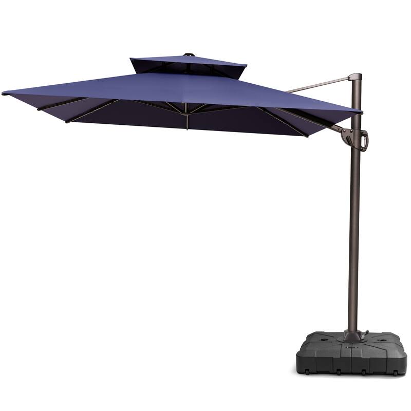 Outdoor Patio 9 FT x 12 FT Dual Top Umbrella Cantilever Offset with Base stand