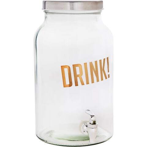 Palais Glassware High Quality 'Bossoin' Beverage Dispenser - 1.5 Gallon Capacity - (DRINK! Gold Print)