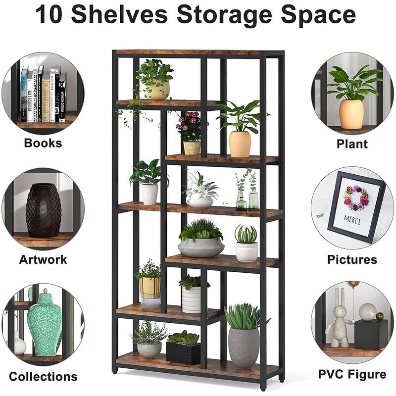 79 Inches Extra Tall Bookshelf Bookcase with 10-open Shelf - 39.37”(L) x 11.8”(D) x 78.74”(H)