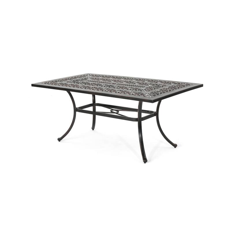 Tucson Outdoor Rectangular Cast Aluminum Dining Table by Christopher Knight Home - 67.50"L x 37.25"W x 28.50"H - shiny copper