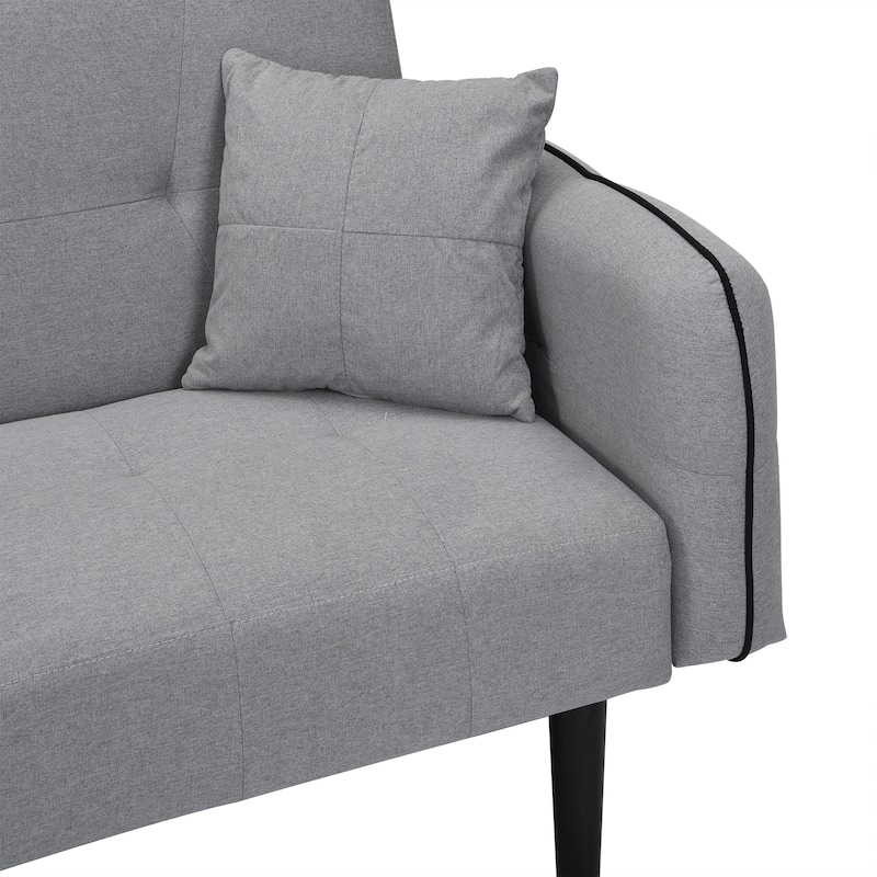 Convertible Sofa Bed with Wireless Audio Transmission, Linen Lounge Sofa Bed with 2 Speakers, Love Seat Couches