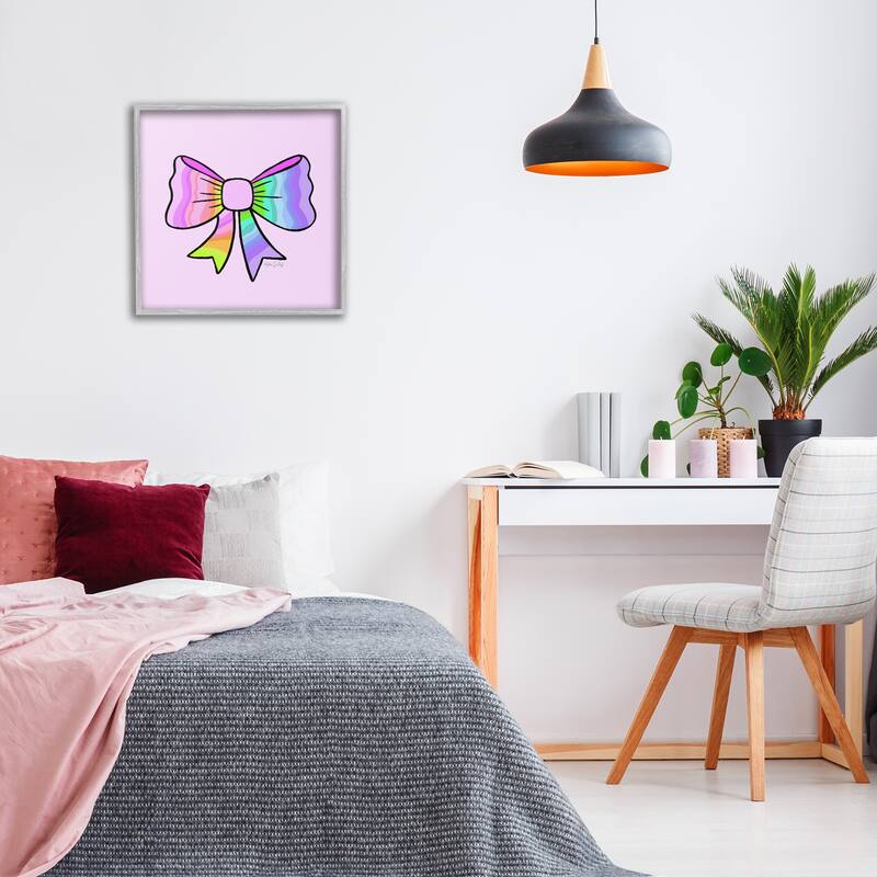 Stupell Pastel Rainbow Ombre Ribbon Framed Giclee Art Design By Katie Conley