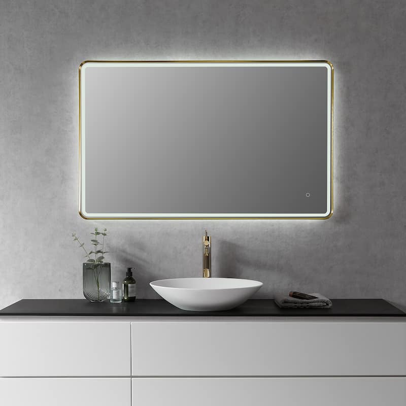 Altair Viaggi Rectangle Framed LED Lighted Wall Mirror
