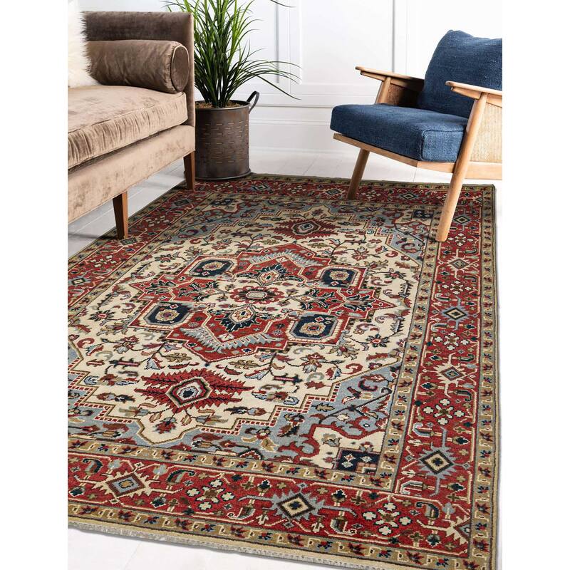 ECARPETGALLERY Hand-knotted Serapi Heritage Cream Wool Rug - 8'10 x 11'10