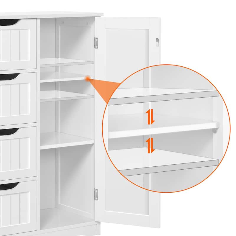 Yaheetech 4-Tier Wooden Bathroom Floor Cabinet for Bathroom Kitchen Bathroom, Livingroom