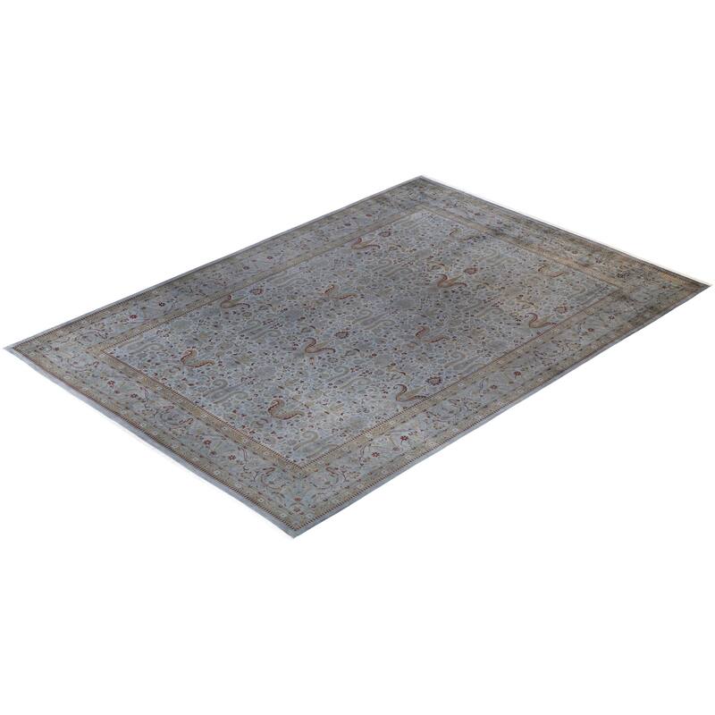 Overton Hand Knotted Wool Vintage Inspired Modern Contemporary Overdyed Gray Area Rug - 10' 1" x 14' 5"