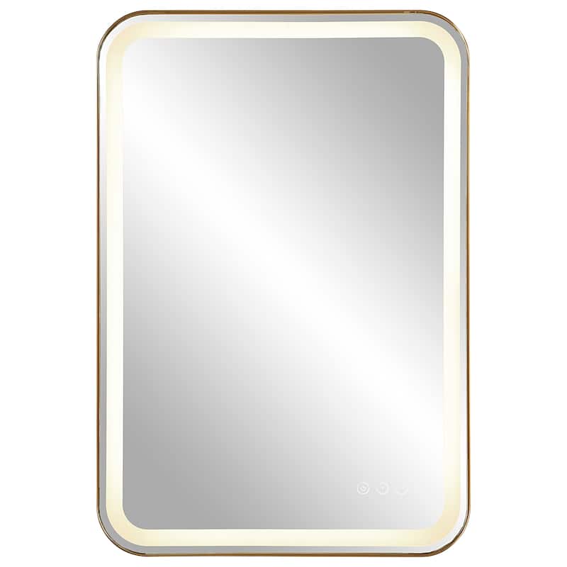 Uttermost Crofton Lighted Brass Vanity Mirror - 22.25"x 32.25"