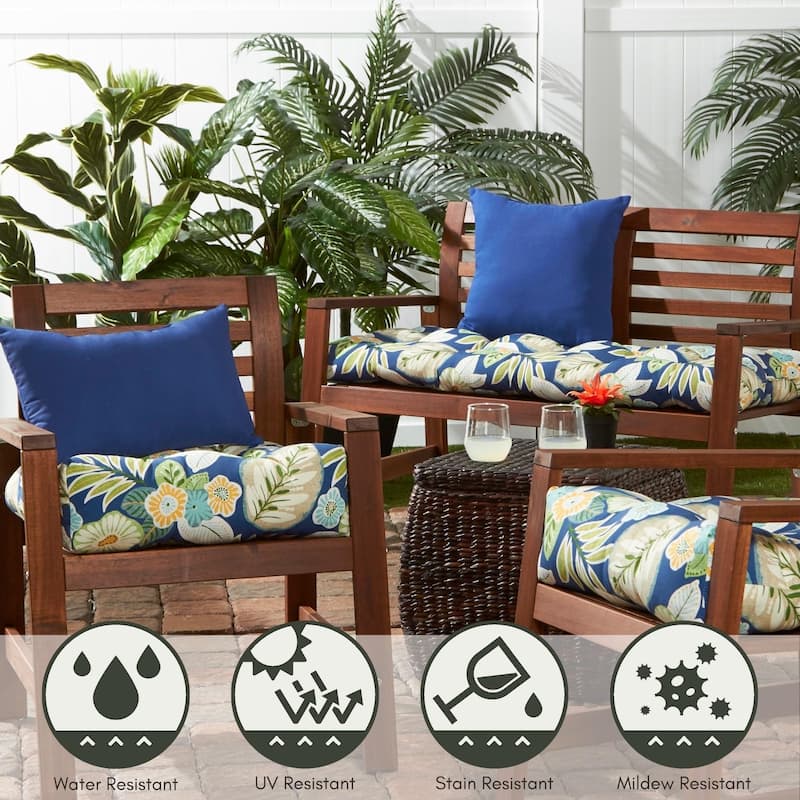 Marlow Blue Floral 20-inch Outdoor Chair Cushion by Greendale Home Fashions - 20w x 20l