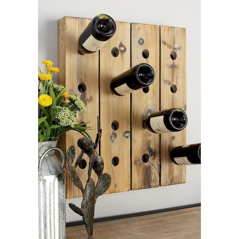 Wood Wall Wine Rack - Brown - Roche River Decor