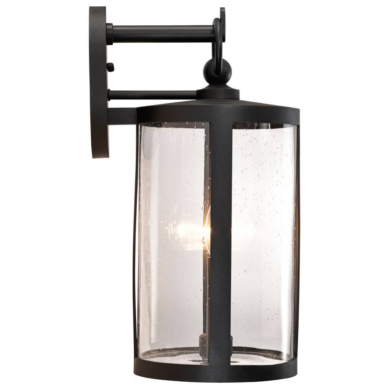 Broadstone 2 Light Medium Wall Lantern Matte Black with Clear Seeded Glass