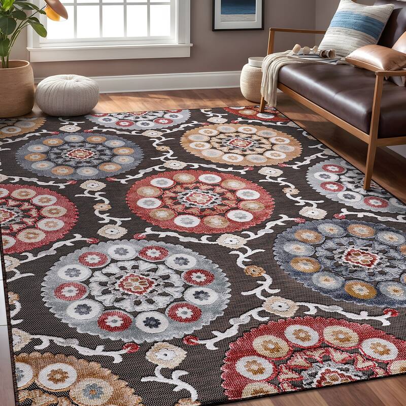 Beverly Rug Equator Medallion Bohemian Indoor Outdoor Area Rug