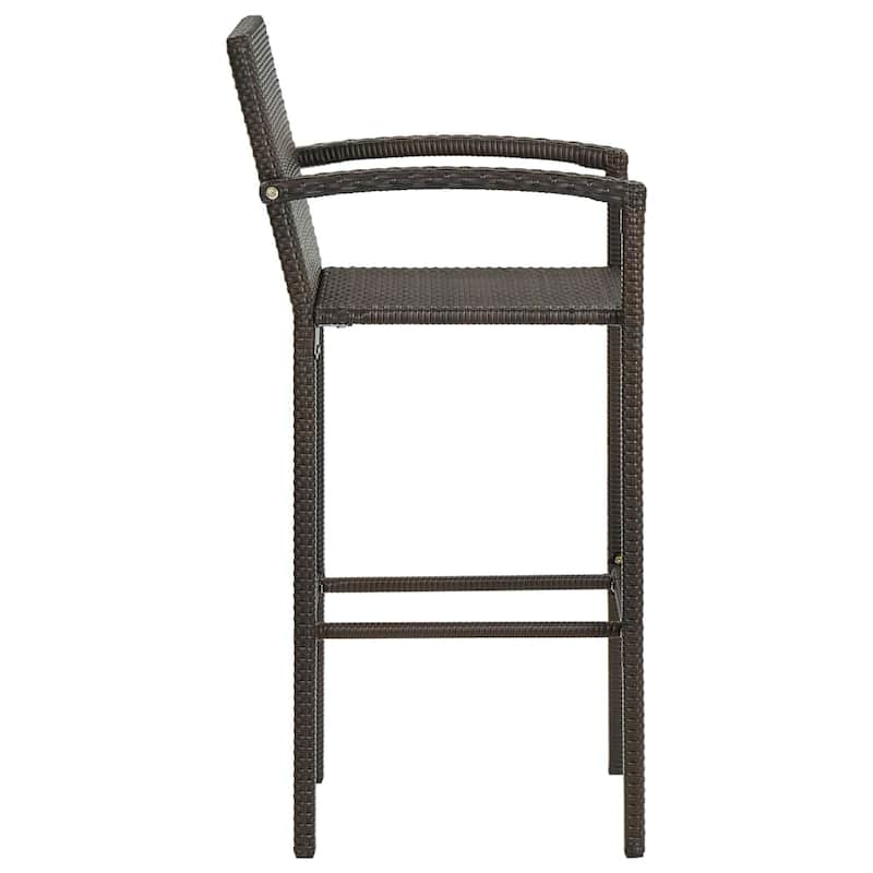 vidaXL Bar Stools 2 pcs Brown Poly Rattan - 20.5" x 22" x 46.5"