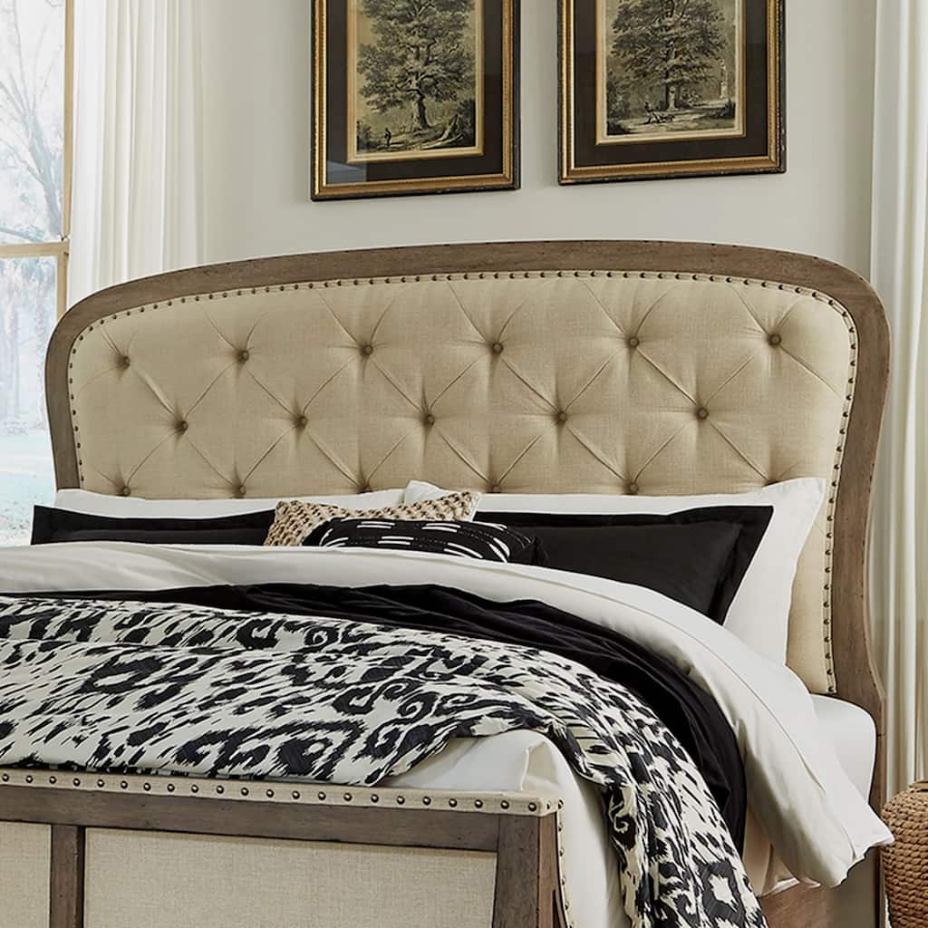 Americana Farmhouse Dusty Taupe King Tufted Panel Headboard