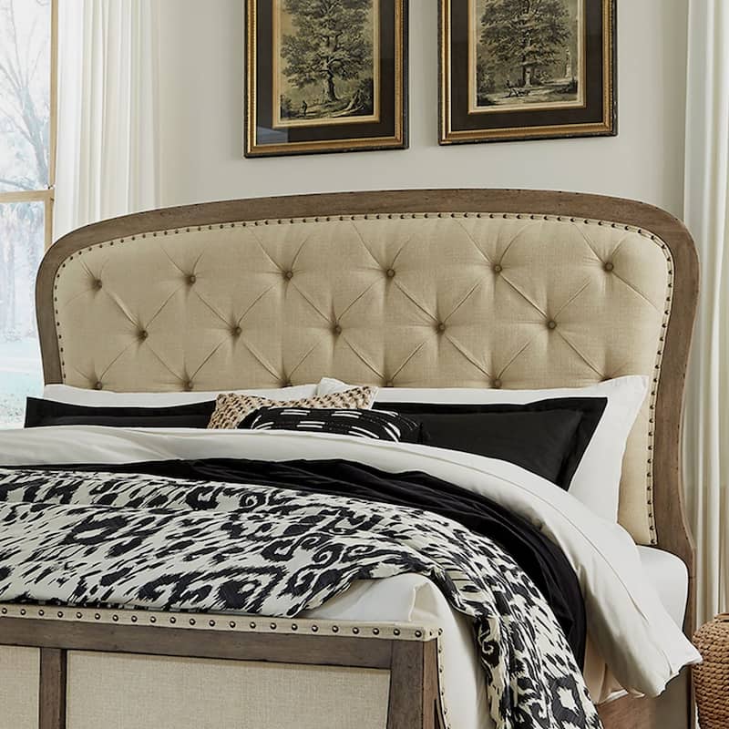 Americana Farmhouse Dusty Taupe Queen Tufted Panel Headboard - Queen