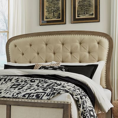 Americana Farmhouse Dusty Taupe Queen Tufted Panel Headboard