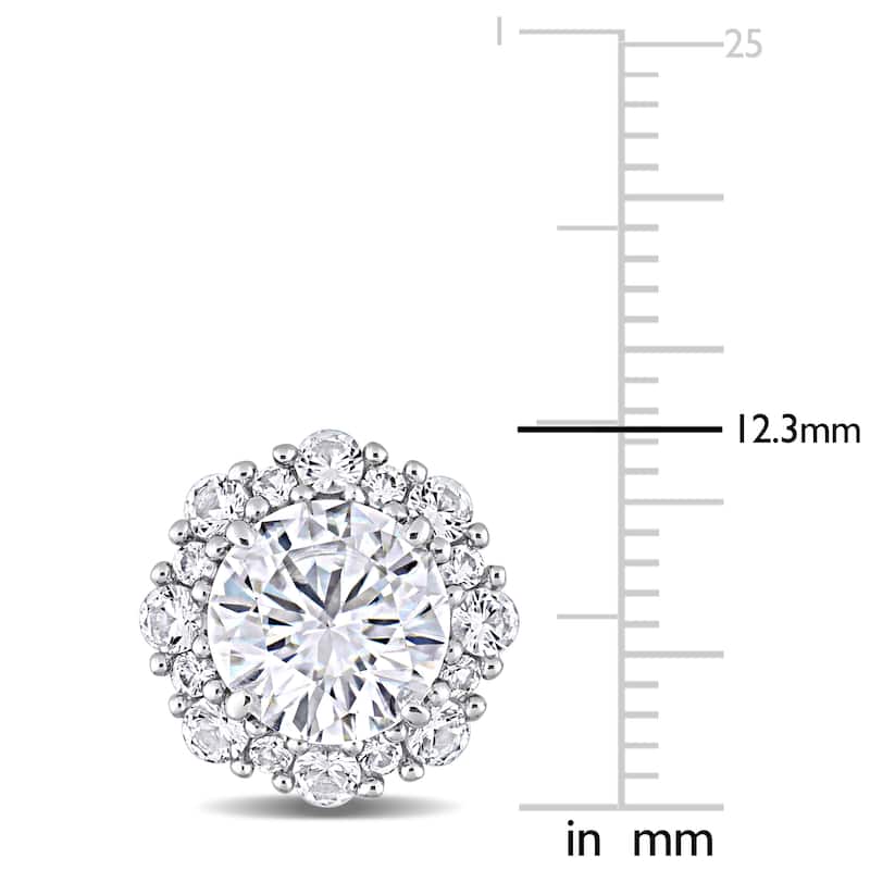 Miadora Created White Sapphire Halo Stud Earrings in 10k White Gold