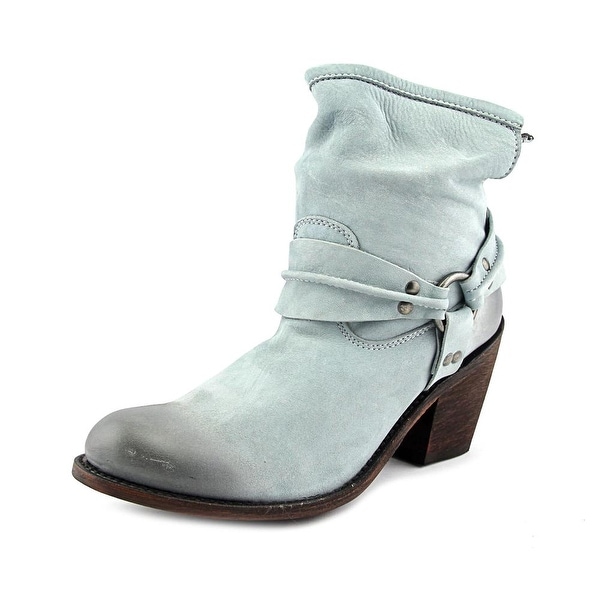 Independent Boot Company Whitney Women Round Toe Leather Blue Ankle Boot