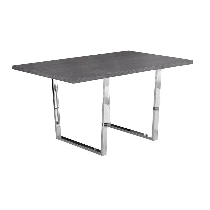 59" Taupe And Silver Metal Sled Base Dining Table