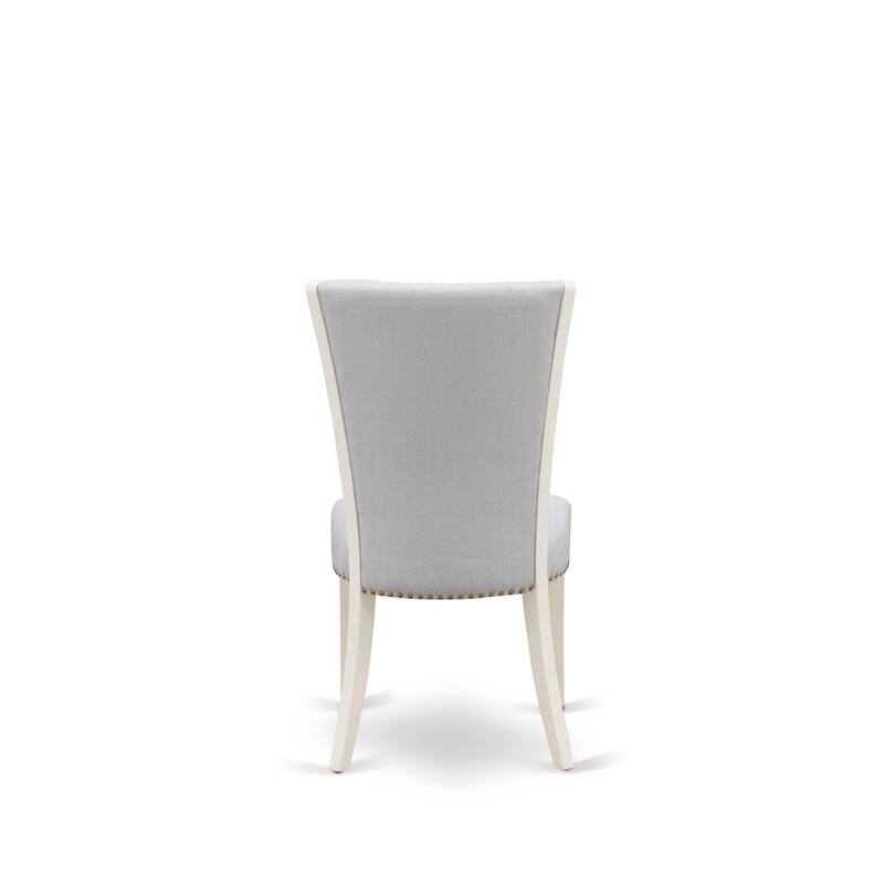 East West Furniture Verona Parson Dining Chairs - Nail head Trim Linen Fabric Chairs, Set of 2(Finish Options)