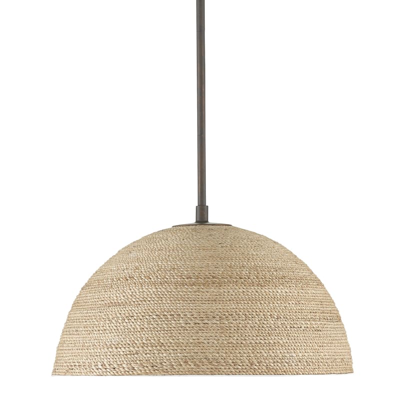 Currey & Company Tobago Pendant - 13.5"h x 17"dia - 13.5"h x 17"dia - Bronze Gold/Sugar White/Natural Rope