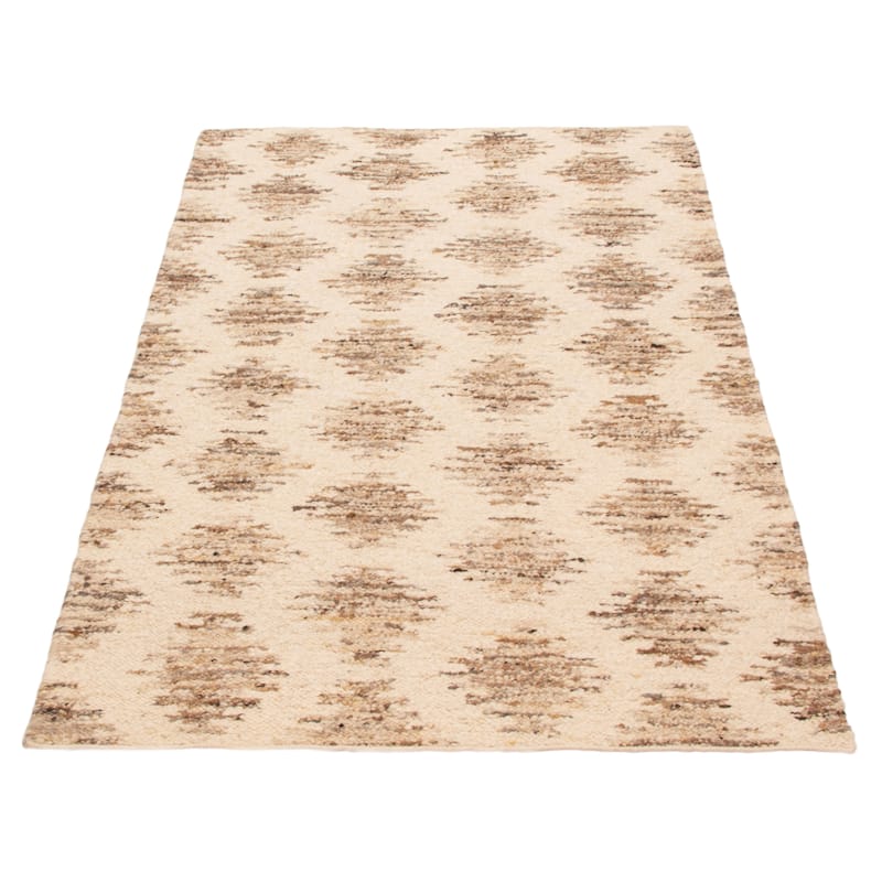 ECARPETGALLERY Flat-Weave Marrakech Cream Wool Kilim - 5'0 x 7'11
