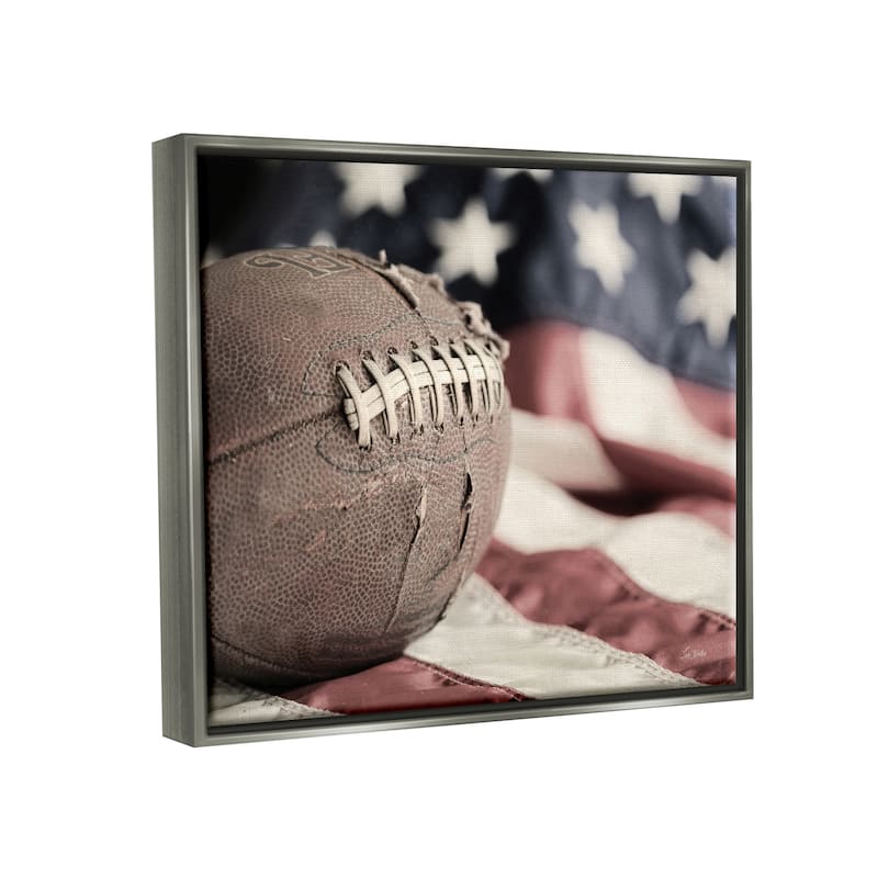 Stupell Football & American Flag Framed Floater Canvas Wall Art Design by Lori Deiter