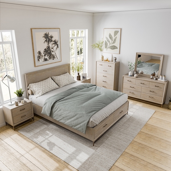 Furniture of America Drayden Transitional Oak Solid Wood 6 Piece Bedroom Set