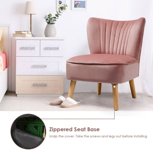 Armless Accent Chair Modern Velvet Leisure Chair - 21.5" x 27" x 28.5" (L x W x H)