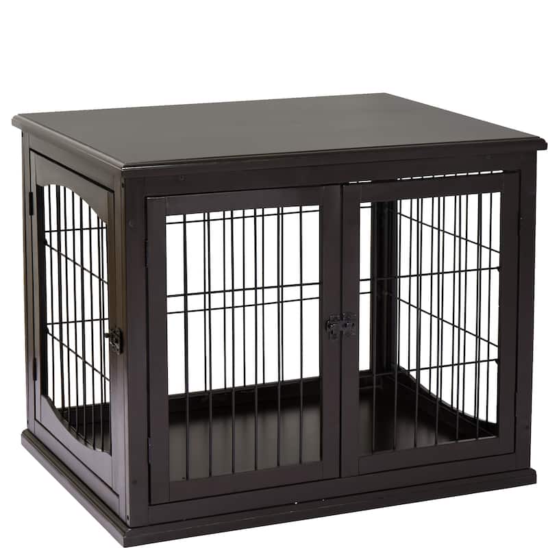 Small Dog Crate Dog Cage End Table with Two Opening Sides Lockable Door Puppy Kennel Indoor Dog House