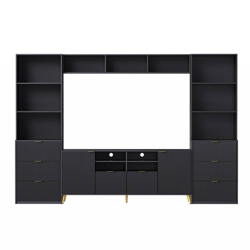 4-Piece Entertainment Wall Unit with 13 shelves,8 Drawers and 2 Cabinets,for TVs Up to 70"