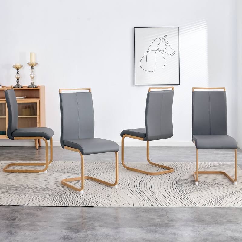Modern Dining Chair Set of 4, High Back Upholstered Side Chair with C-Shaped Tube Metal Legs Office Chair, Club Guest Chair