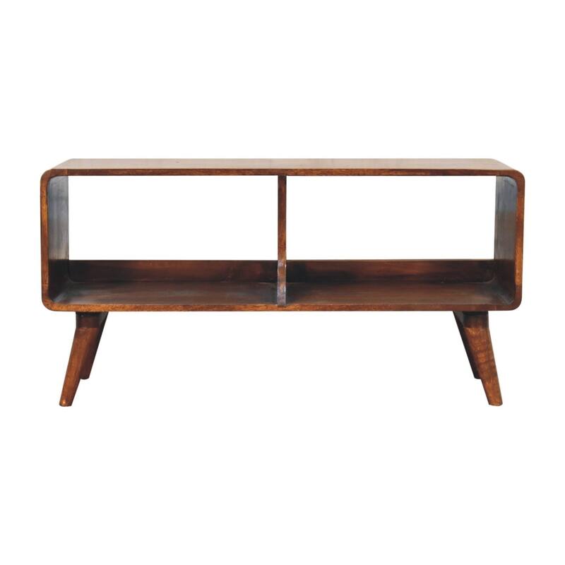 Artisan Furniture Solid Wood Curved Chestnut Double Slot Media Unit - Chestnut