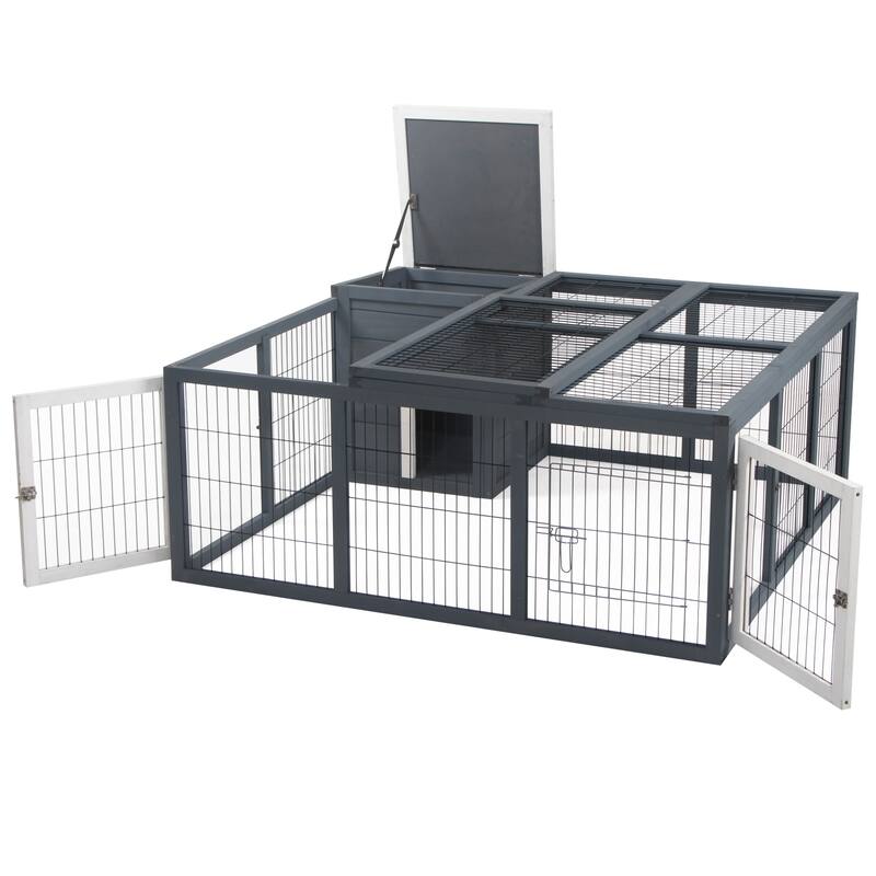Small Animal Hutch Cage,Pet House,Rabbit House is designed for convenient cleaning - Gray