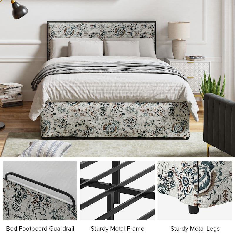 Oliver Modern Washable Slipcover Bed Upholstered Metal by HULALA HOME