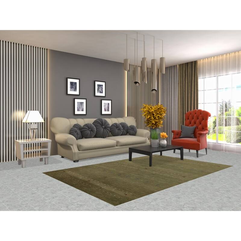 Hand Knotted Oriental 100% Wool Carpet Tribal Animal Pictorial Green Gabbeh Area Rug - 7' 8'' X 4' 11''