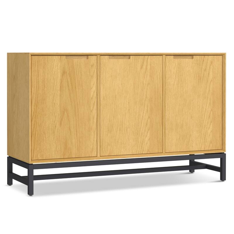 Simpli Home Banting SOLID HARDWOOD & Metal 58x18" Rectangle Modern 3 Door Sideboard Buffet - 18" D x 58" W x 36" H